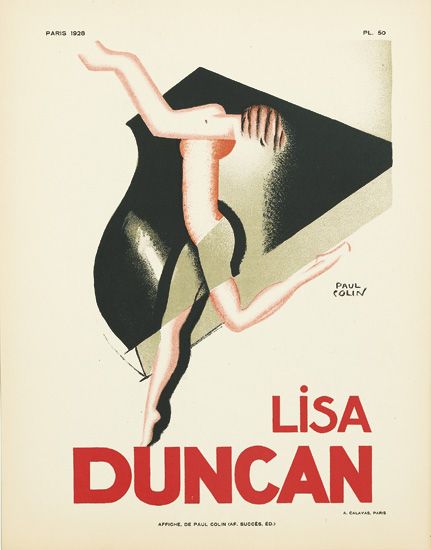 D''APRÈS PAUL COLIN (1892-1986). LISA DUNCAN. 1928. 11x8 inches, 28x22 cm. Calavas, Paris.